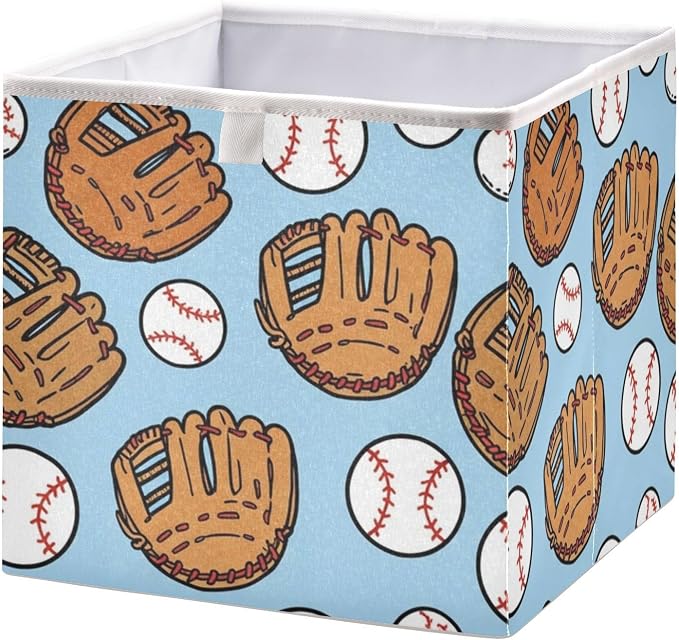 DOMIKING Baseball Glove Blue Pattern Storage Baskets by DOMIKING