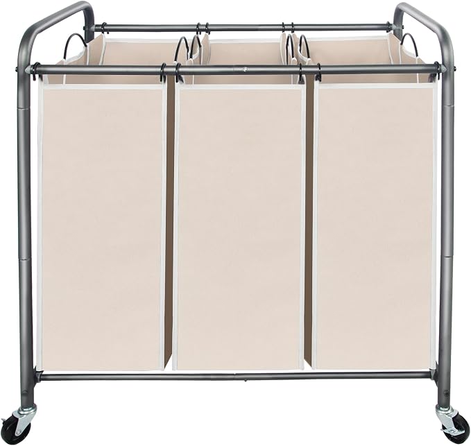 STO STO Laundry Sorter 3 Section, 3 Bag Clothes Hamper, Rolling Laundry Cart by STOSTO
