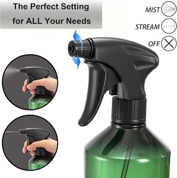 Bekith 6 Pack 360° Plastic Spray Bottles, 17oz/510ml Empty Refillable Containers - Image 3