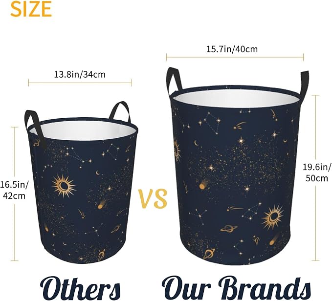 Space Galaxy Stars Laundry Basket, Retro Planets Dirty Clothes Laundry Hamper - Image 4