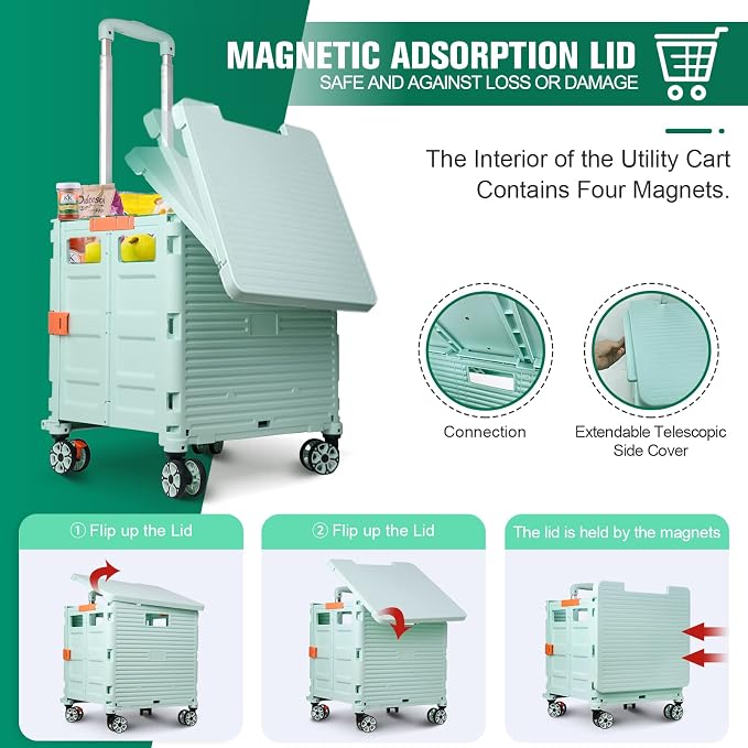 FELICON SELORSS Folding Utility Cart Portable Rolling Crate Handcart - Image 2