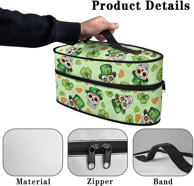 Saint Patricks Day Steam Iron Storage Case Lightweight Easy to Carry Skull Hat - Image 5