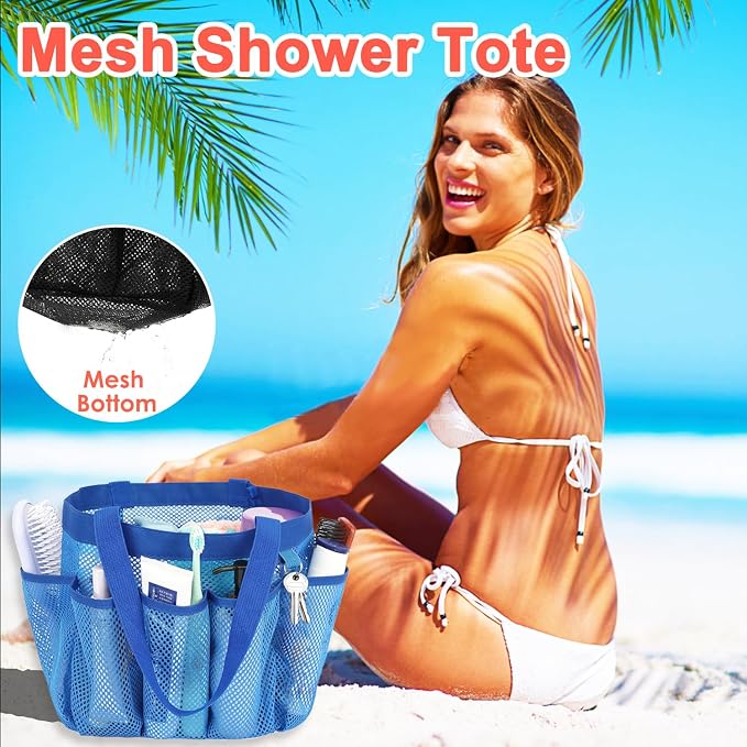 Mesh Shower Caddy Portable for College Dorm Room Essentials, 8-Pocket Large - Image 5