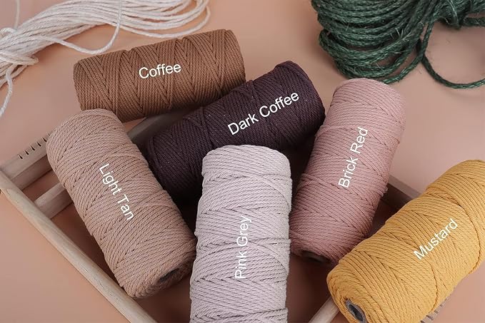 NOANTA Baby Blue Macrame Cord 3mm x 109yards, Colored Macrame Rope, Cotton Rope - Image 3