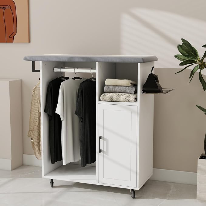 White Rolling Ironing Board Cart - Image 3