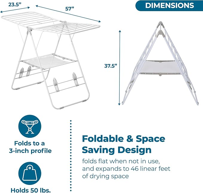 Honey-Can-Do Heavy-Duty Foldable Laundry Drying Rack – Portable Shoes & Clothes - Image 5
