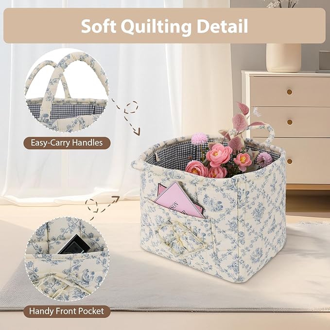 Storage Basket Boho Fabric Large Collapsible Floral Laundry Nursery Hamper - Image 5
