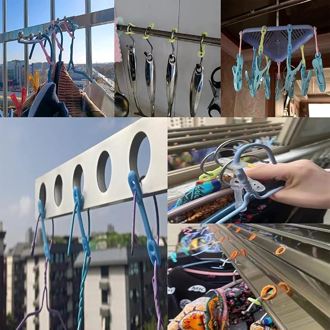 20 Pack Clothes Hangers Windproof Lock Straps Buckle Shockproof Non Falling - Image 7