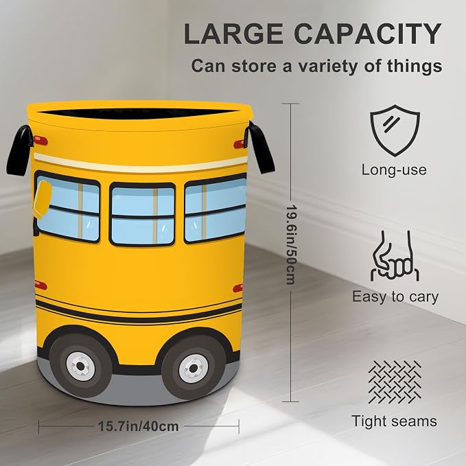 Bus Laundry Basket Storage Bin Foldable Laundry Hamper Clothes Storage Bucket - Image 3