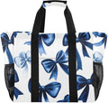 Navy Blue Velvet Bows Reusable Grocery Bags, Polyester Extra Large Foldable by Unknown