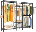 Heavy Duty Garment Rack, Portable Wardrobe Clothes Rack Freestanding Adjustable by EXGLOBOL