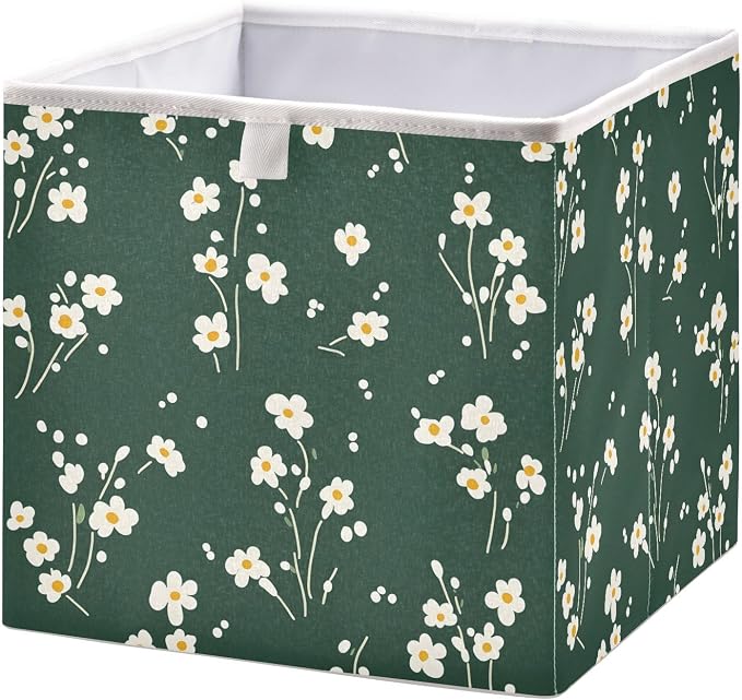 senya Large Storage Bins Small White Flower Collapsible Foldable Storage Cubes by senya