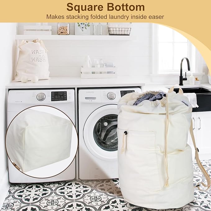 Laundry Bag Backpack, Canvas Laundry Bag - Image 6