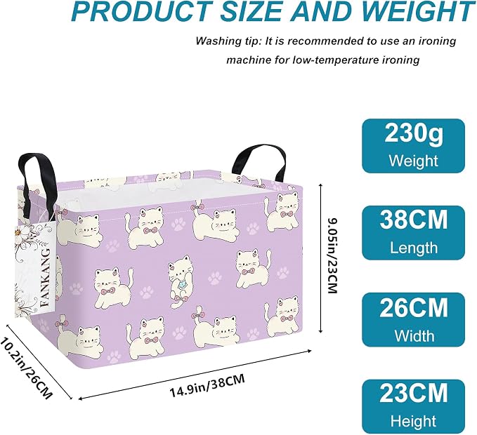 FANKANG Storage Bins, Nursery Hamper Canvas Laundry Basket Foldable - Image 2