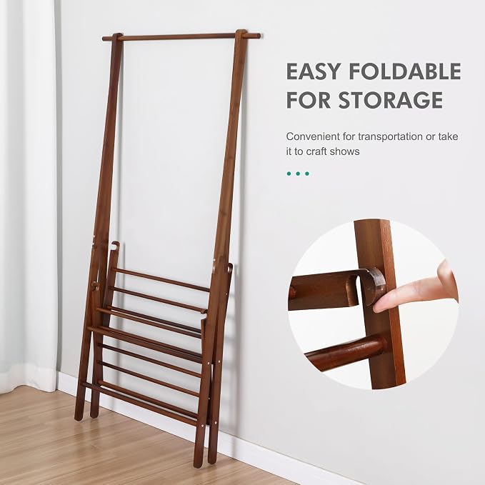 Bamboo Clothing Rack Foldable Clothes Hanging Stand - Image 4