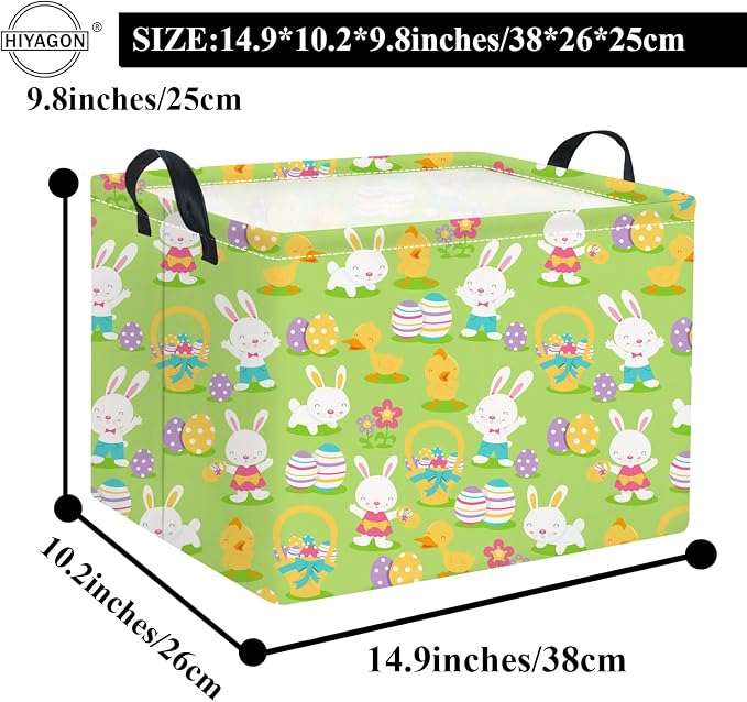 HIYAGON Easter Basket for Kids Boys and Girls Cute Storage Organizer Bin Box - Image 7