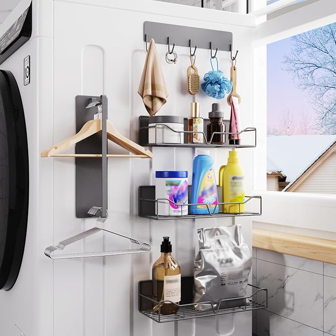 Magnetic Laundry Shelf Organizer, 5 Pack Magnetic Shelves by Unknown