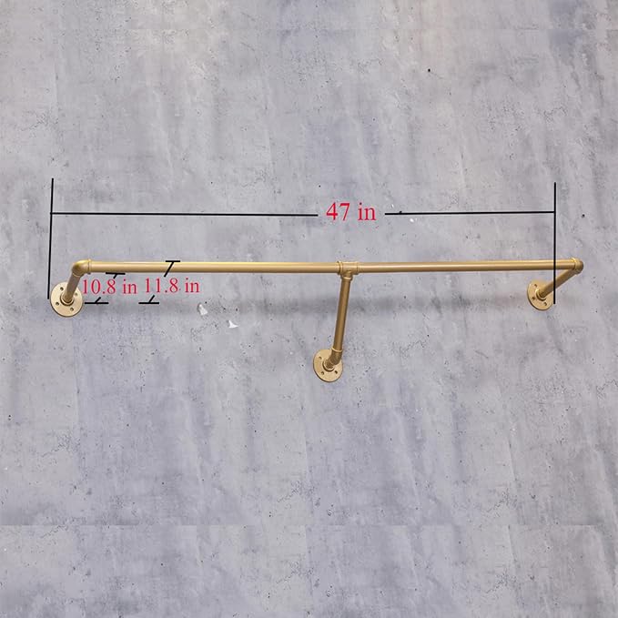 Industrial Pipe Wall Mounted Clothes Hanging Shelves System, Metal Clothing - Image 2
