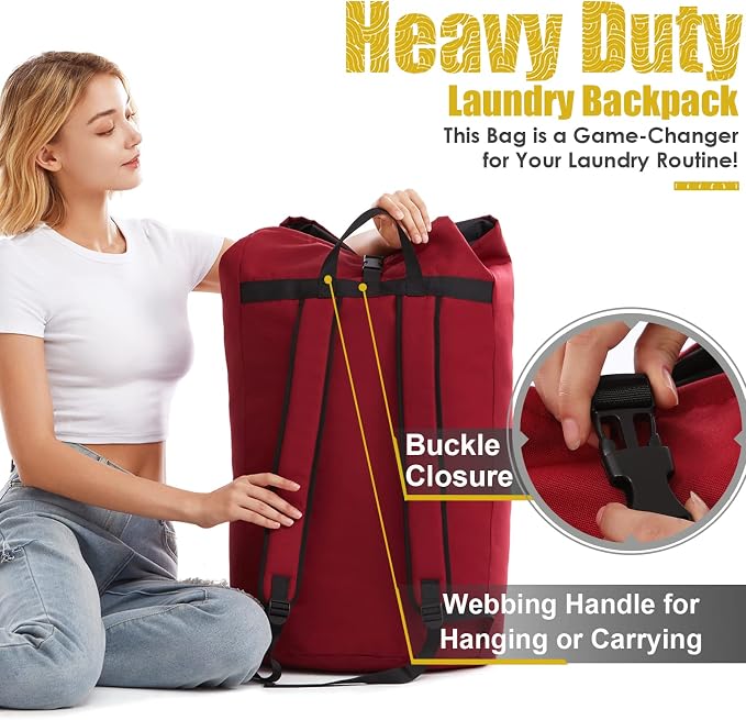 Backpack Laundry Bag, 115L Heavy Duty Extra Large College Laundry Backpack - Image 5