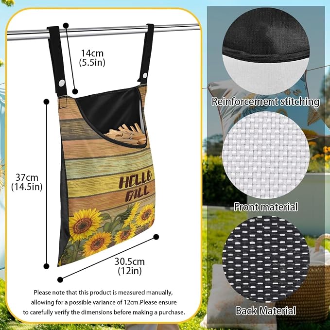 Hello Fall Sunflower Hanging Clothes Pin Bag - Image 6