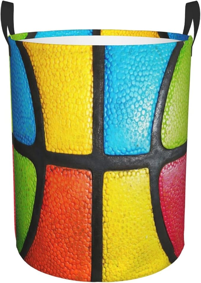 Colorful Basketball Texture Laundry Hamper Bag - Image 9