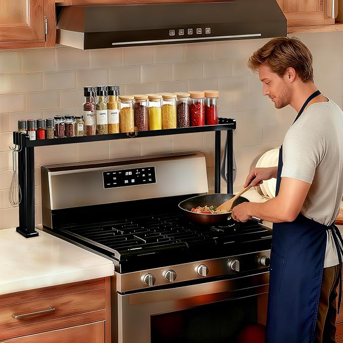 Over the Stove Shelf, Bamboo Stove Top Spice Rack - Image 3