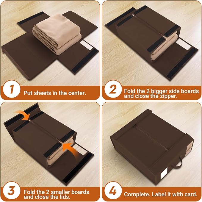 4 Pack Bed Sheet Closet Organizers and Storage, Sturdy Foldable Storage - Image 4