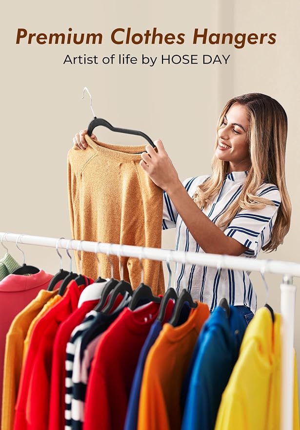 HOUSE DAY Premium Black Velvet Hangers 100 Pack - Image 8