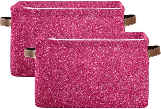 Pfrewn Christmas Winter Storage Basket Hot Pink Collapsible Rectangular Storage - Image 2