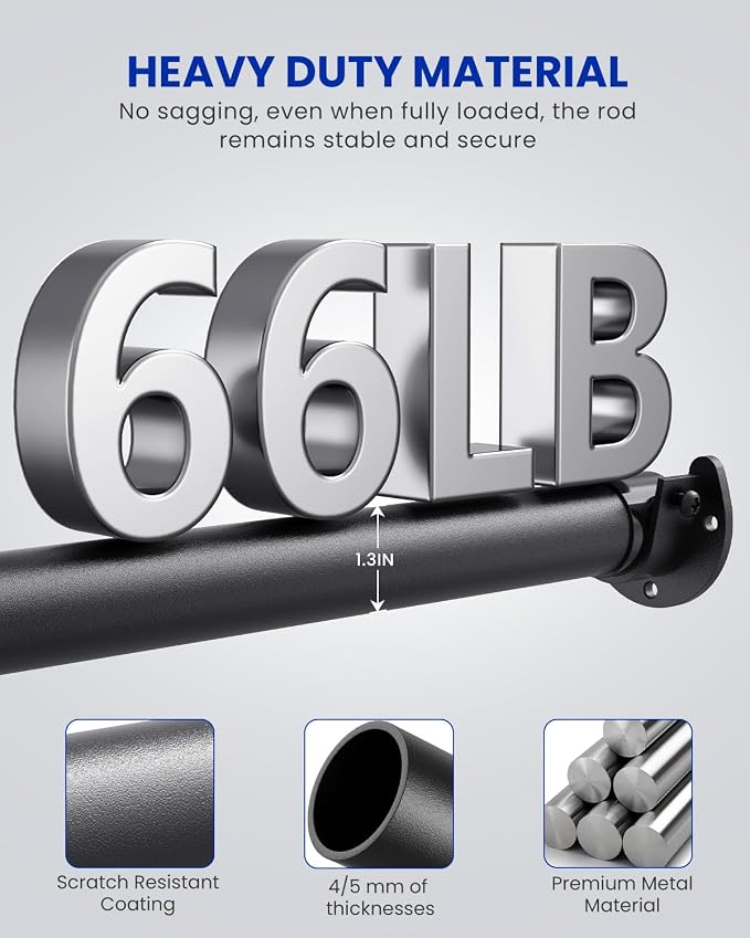 4 PACK Closet Rods for Hanging Clothes, 17 to 39 Inches Stepless Adjustable - Image 4