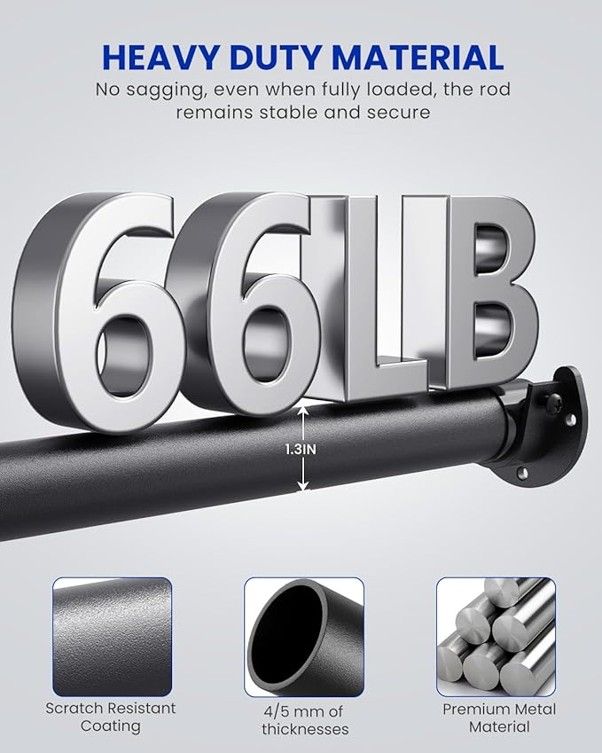 4 PACK Closet Rods for Hanging Clothes, 17 to 54 Inches Stepless Adjustable - Image 4