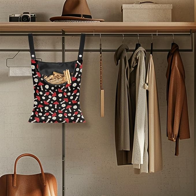 Mushroom Daisy Clothes Pin Hanging Bag Large Capacity Clothesline Peg Organizer - Image 4