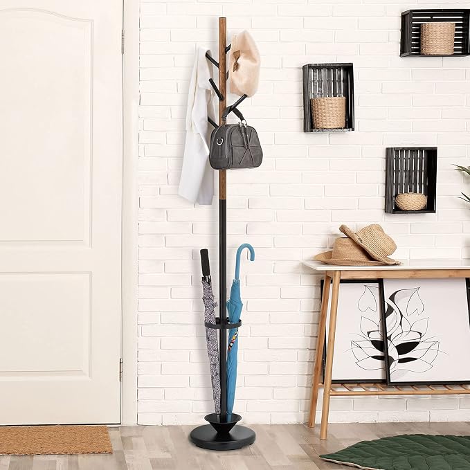MyGift Freestanding Metal Entryway Coat Rack and Umbrella Stand - Image 2