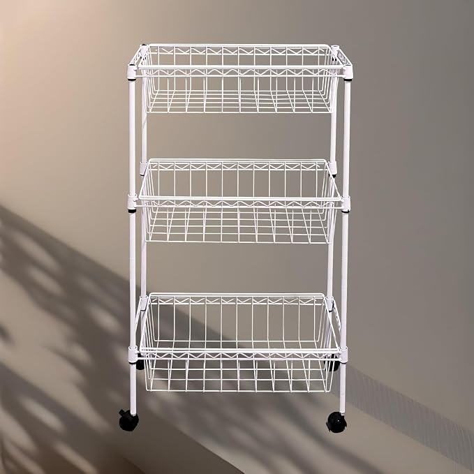 NSF white 3-layer storage rack, kitchen basket rack, vegetable tableware sorting - Image 4