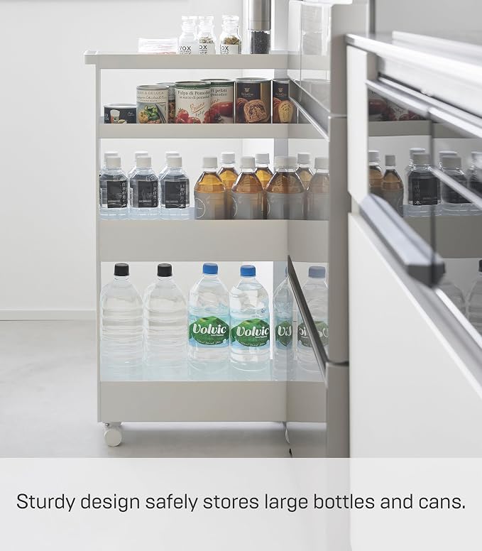 YAMAZAKI Home Tower Slim 4-Tier Rolling Storage Cart – Mobile Organizer - Image 5