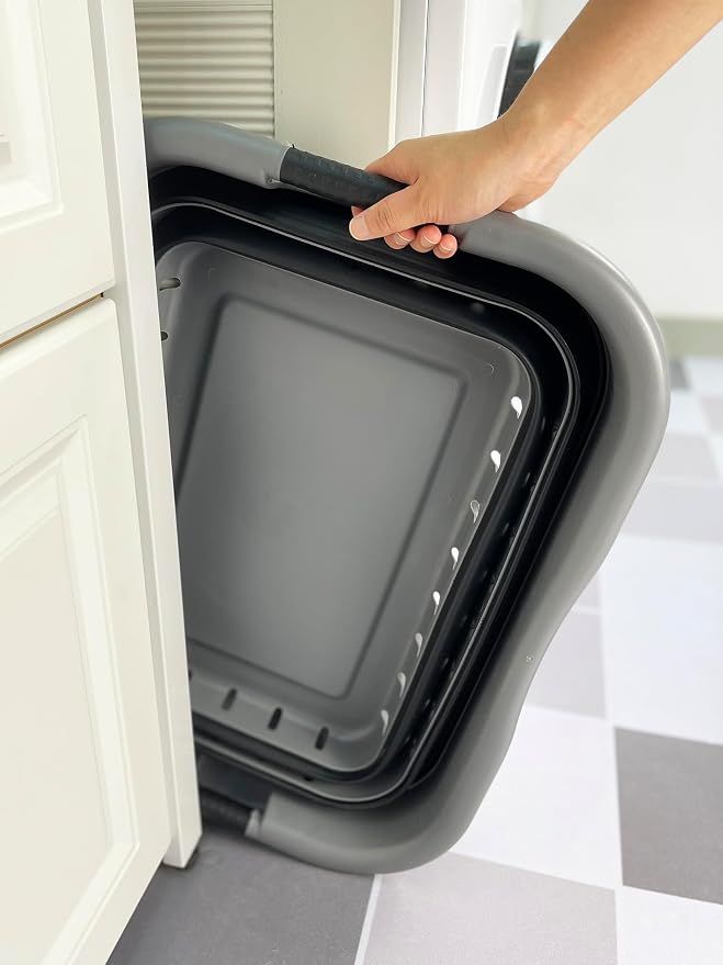 SAMMART 41L Set of 2 Collapsible 3 Handled Plastic Laundry Basket-Foldable Pop - Image 3