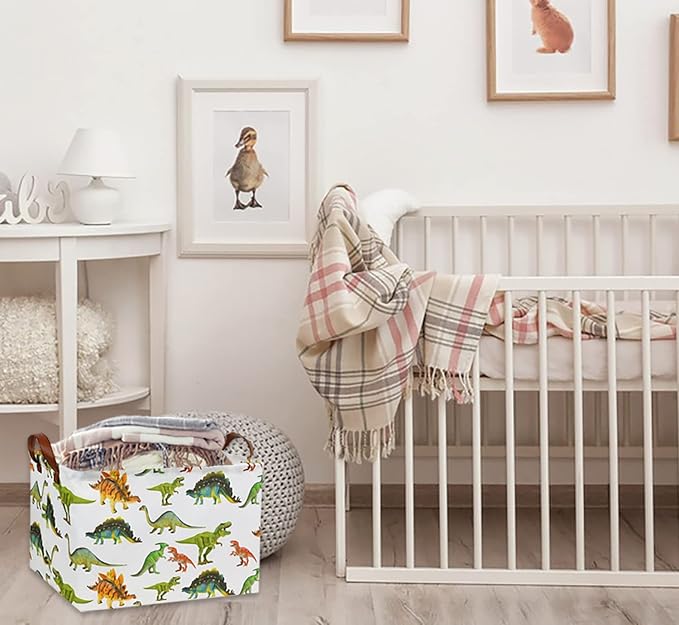HIYAGON Rectangular Dinosaur Basket Baby Kids Storage Basket - Image 4