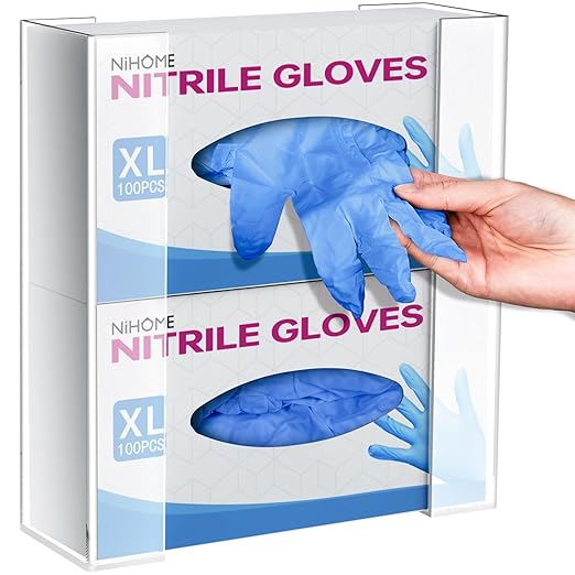 NiHome Multi-Tier Clear Acrylic Wall Mount Glove Box Holder Tissue Box Dispenser by NiHome