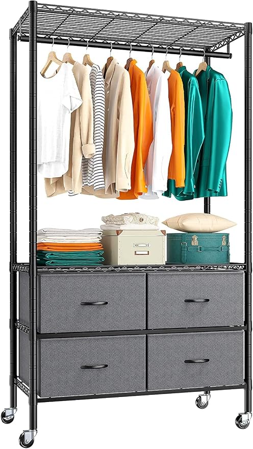 Raybee Rolling Clothes Rack for Hanging Clothes, Clothing Rack by Raybee