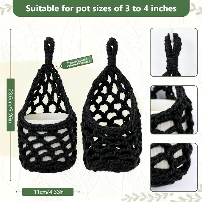 Macrame Wall Plant Hanger, Hanging Planter Basket Holder, Wall Planters - Image 3