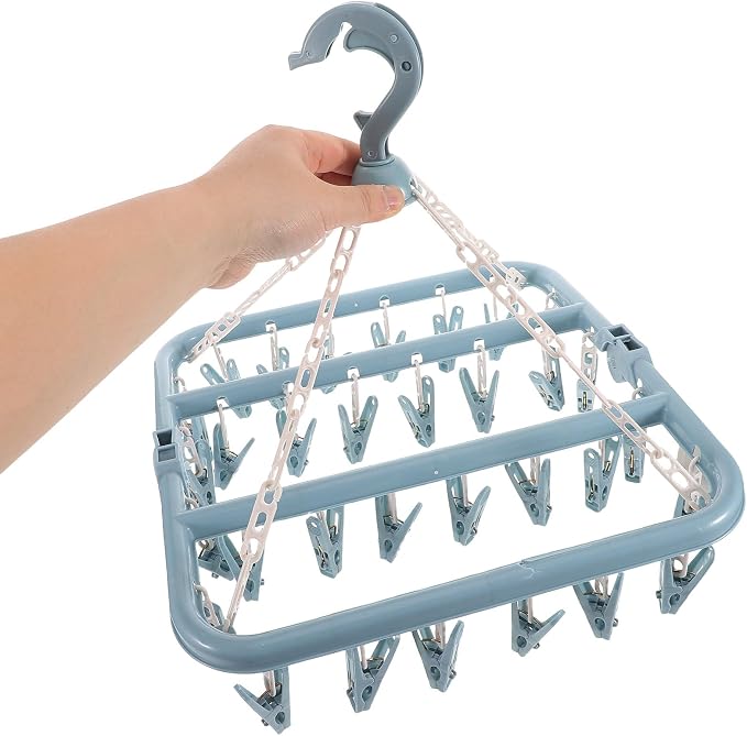 ARTIBETTER 32-Clips Plastic Clothes Drying Rack Hanger Set, Windproof Sock Clip - Image 4
