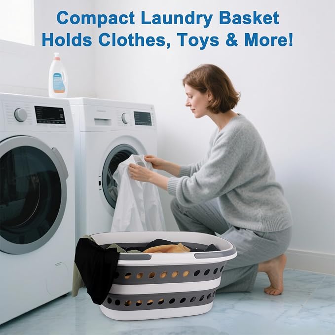 35L Laundry Basket Collapsible, Large Plastic Laundry Baskets - Image 5