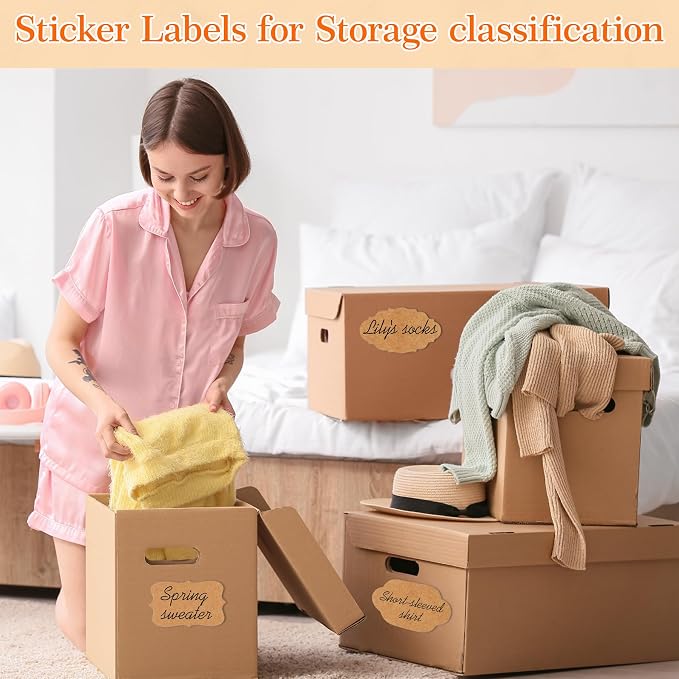 300Pcs 2" x 1.2" Gift Tags Name Label Stickers, Blank Kraft Stickers - Image 5
