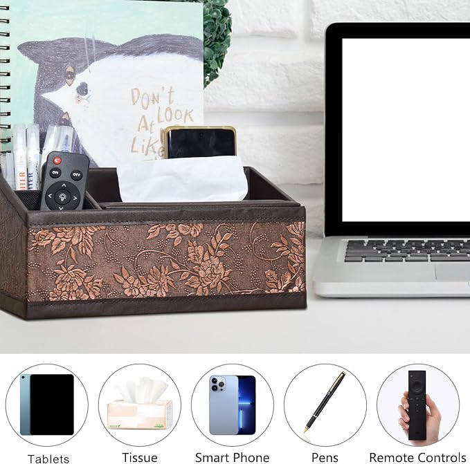 Marte Vanci Leather Tissue Box Cover Rectangular Multifunctional Tissue Holder - Image 6