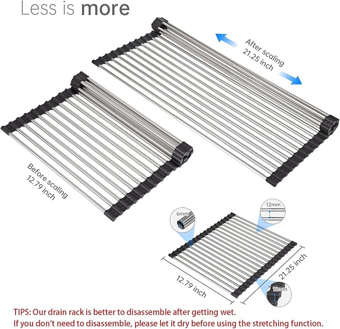 Expandable Large Draining Rack, Roll Up Heat-Resistant Dish Drainer - Image 4