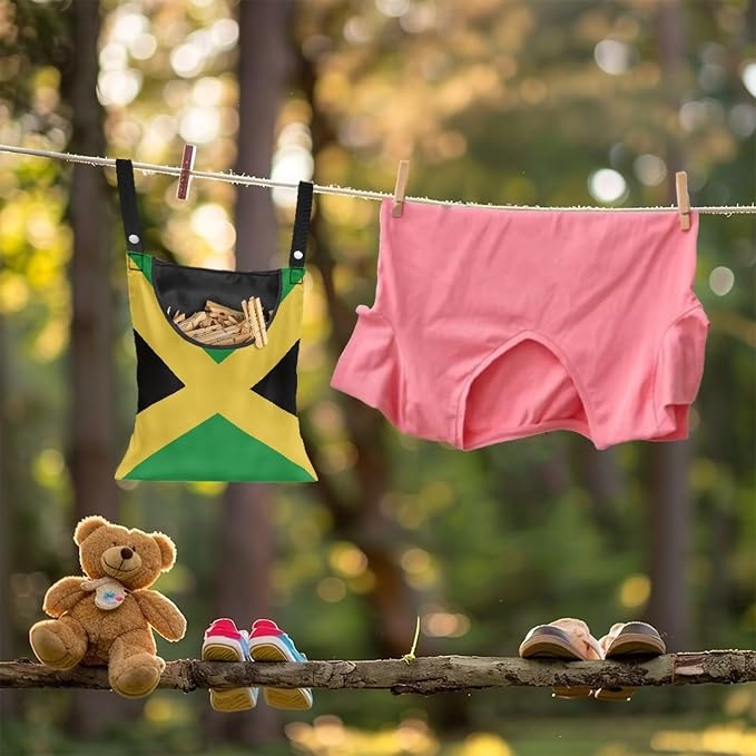 Jamaica Flag Clip Storage Bag Portable Laundry Clothes Pin Holder Machine - Image 3