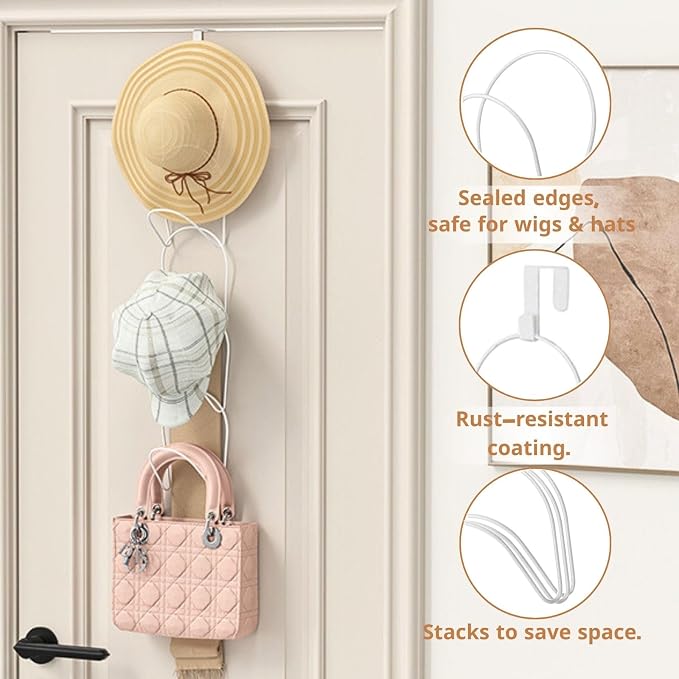 LINFIDITE 10 Pack Hat Rack Hanger Holder Organizer Closet Hanging Baseball Cap - Image 6