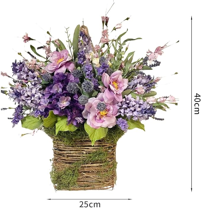 Cream Hydrangea Door Hanger Basket Wreath, Farmhouse Wreath - Image 6
