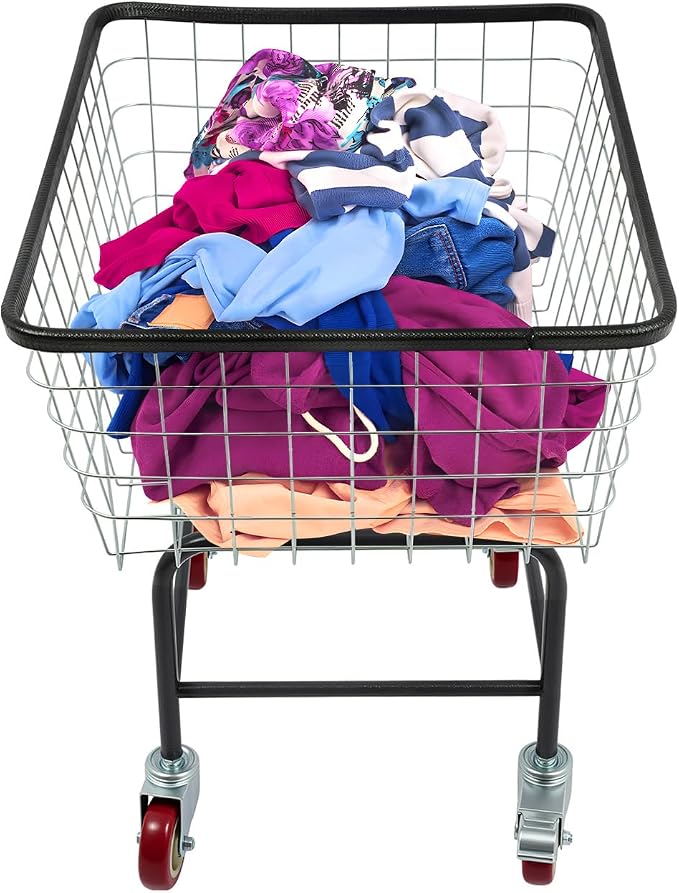 Rolling Laundry Cart, Steel Wire Laundry Cart by DHBREK