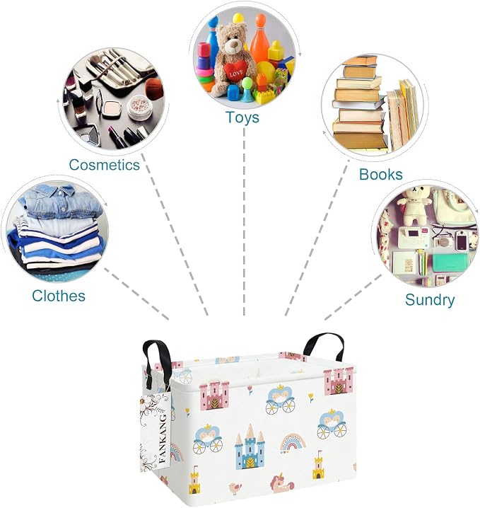 FANKANG Storage Bins, Nursery Hamper Canvas Laundry Basket Foldable - Image 7